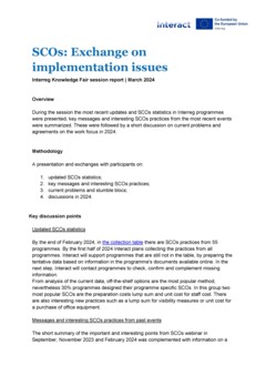 Interreg Knowledge Fair 2024 Day 1 | SCOs: Exchange on implementation issues
