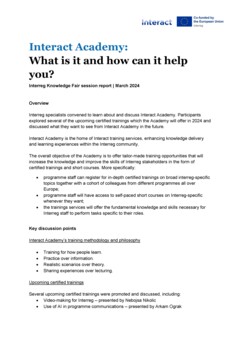 Interreg Knowledge Fair 2024 Day 1 | Interact Academy: What is it and how can it help you with your work?