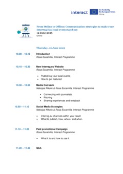 Draft agenda From Online to Offline - Communication strategies to make your event stand out