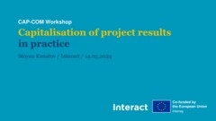 CAP-COM: Capitalisation towards a greater project impact