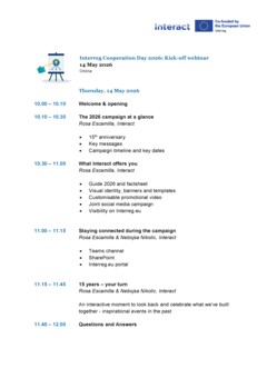 Draft agenda Interreg Cooperation Day 2026