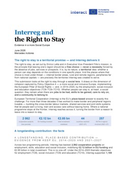 Interreg and  the Right to Stay Evidence in a more Social Europe
