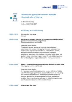 Agenda | Harmonizing the approach to capture & highlight the added value of Interreg_6112024