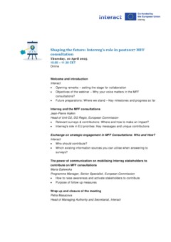 2025-04-10 Interreg's role in MFF consultations Agenda