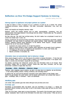 Support System Reflections on how to desing  in Interreg