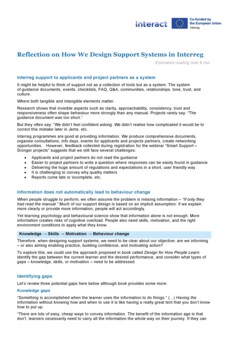 Support System Reflections on how to desing  in Interreg