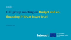HIT Group: Budget and co-financing - P-BA lower (1st meeting)