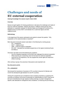Interreg Knowledge Fair 2024 Day 2 | Challenges and needs of external cooperation