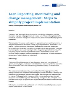 Interreg Knowledge Fair 2024 Day 3 | Lean reporting, monitoring & change management: Steps to simplify project implementation