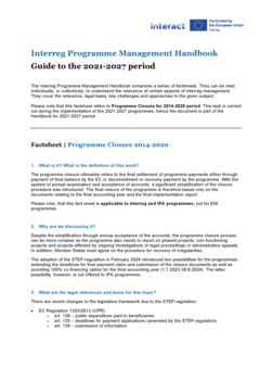 Fact sheet for Programme Closure 2014-2020