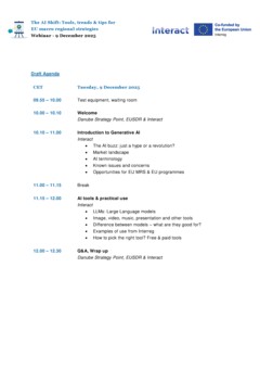 Draft agenda - AI informative session for EU Strategies