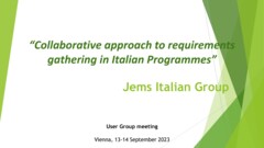 Jems user group meeting