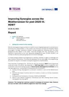 Report | Improving Synergies in the Mediterranean - How | Interact and Tesim