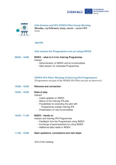 20250203_Info Session and IPA INDEX Pilot Group Meeting_Agenda