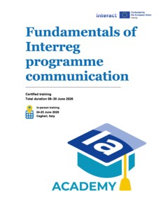 Agenda - Fundamentals of Interreg programme Communication