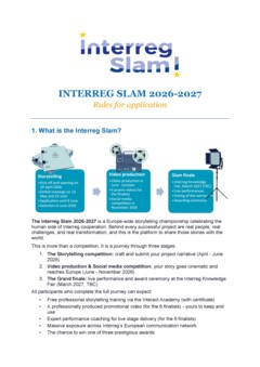 Interreg Slam - Rules for application