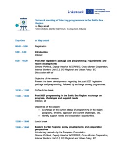 Draft agenda_Network meeting of Interreg programmes in the BSR May 2026