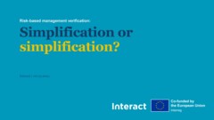 Interreg Knowledge Fair 2024 Day 1 | Risk-based management verification: Simplification or simplification?