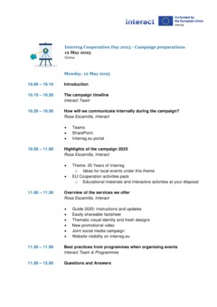 Draft Agenda - Interreg Cooperation Day 2025