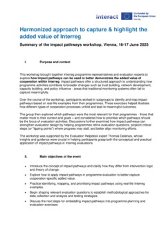 Summary | Harmonised approach to capture & highlight the added value of Interreg