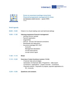 Agenda Financial programme management in Jems