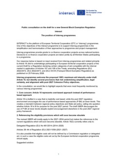 The position of Interreg programmes in 2026 GBER consultation
